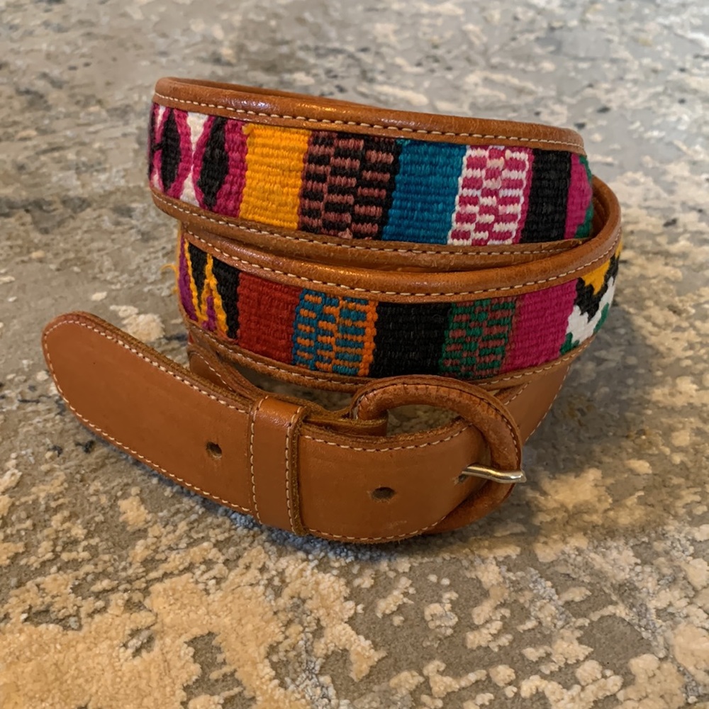 Vintage Mexican leather and woven belt